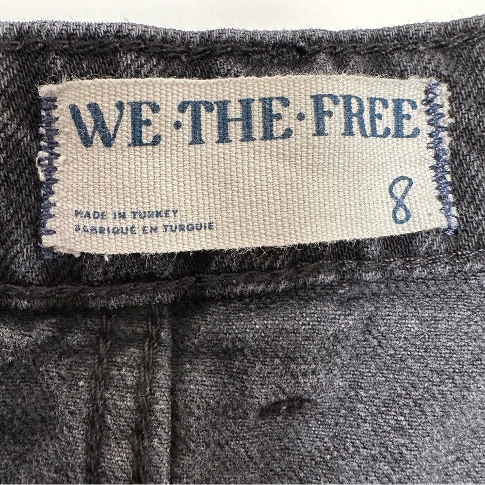 Free People WE THE FREE Black Denim Midi Skirt 8 Raw Hem Y2K Minimalist Grunge - Picture 9 of 14